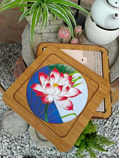 竹盒荷花茶盒